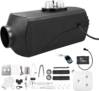 KAX 5KW 12V Diesel Air Heater, Split Type Single Hole Parking Heating w/LCD Switch Monitor Display Remote Control Car Heater for Car Trucks Bus RV and Trailer Pure Black