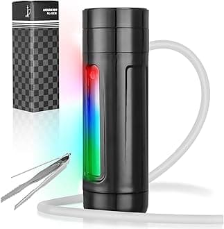 Hookah Cup Set, Portable Mini Hookah With Led Light, Silicone Hookah Hose Pipe, Charcoal Holder, Hookah Tong Best Shisha Gift (Black)