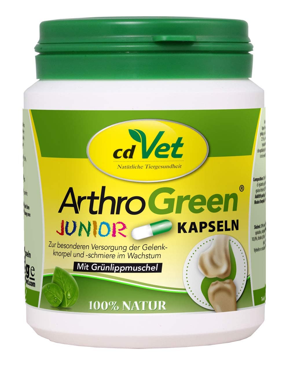 cdVet Natural Products ArthroGreen Junior 100 capsules - Support - joints - support of the entire musculoskeletal system - positive influence on the memory performance and the learning ability -