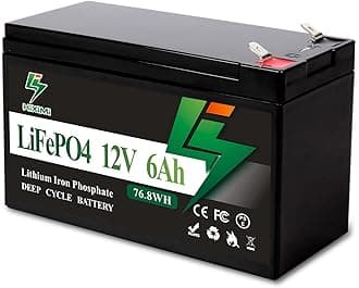 Lithium battery 12V 6Ah LiFePO4 rechargeable lithium iron phosphate rechargeable battery, with 10A BMS, suitable for Small fish finder ups alarm system security camera.