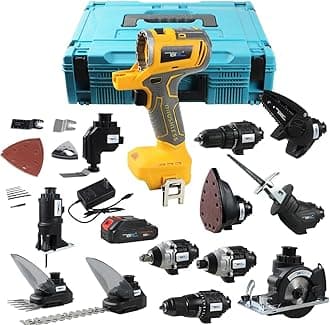 NEWONE 12-Tools Set Power Tool Combo Kits Compatible with De-Walt 20V Battery,Cordless Tool Set,2 Batteries and Charger