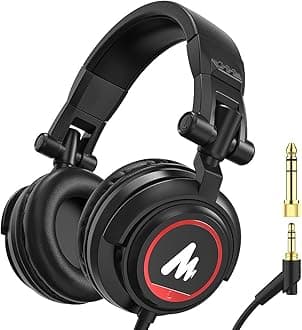 AU-MH501 Over-Ear Studio Monitoring Headphones for Recording Studio, Youtuber, Music Creation with 50mm Driver and Lightweight Foldable Design