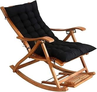 Lounger Cushion Pad, Garden Patio Thick Large Rocking Chair Cushion, Recliner Relax Chair Pad, for Rattan Recliner Indoor Outdoor,black,48 * 120cm