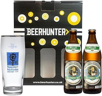 Augustiner Helles German Lager Gift Set with Official Augustiner Glass (2 Pack)