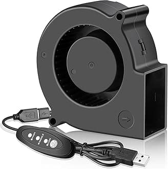 GDSTIME 75mm X 30mm USB Blower Fan with 3 Speeds Control, 5V Powered DC Brushless Turbine Turbo Cooling Fan