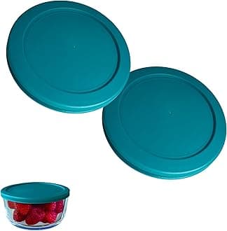 KlareWare Replacement Lids for - 4 Cup Storage Bowl Covers, BPA Free Plastic Lids for Pyrex 7201, Anchor Hocking (2 Pack, Turquoise) - Containers NOT Included