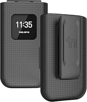 Case with Clip for Nokia 2720 V Flip Phone, Nakedcellphone [Black] Snap-On Hard Shell Cover with [Rotating/Ratchet] Belt Hip Holster Holder for Verizon TA-1295