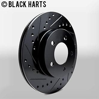 Hart Brakes Front Brake Rotors Black Drilled Slotted Heavy Duty Pads Compatible For