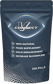 V Connect 100 Male Performance Enhancing 100% Herbal Natural Food Supplement | Fast Acting | Ginseng Maca | Energy and Stamina Support | Made in UK
