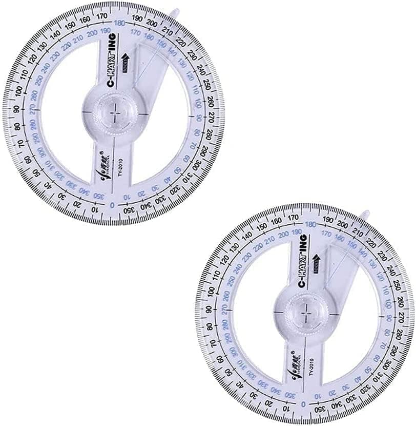 2PCS 360 Degree Angle Measure Circle Protractor 360 Degree Protractor for School Classroom Office Drafting Measuring