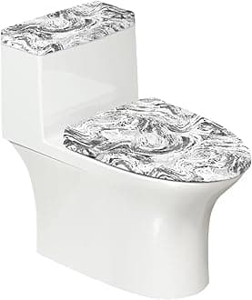 Marble White Black Toilet Lid Seat Protector Cover & Toilet Tank Lid Pads Universal Fit Standard Oblong Elongated Toilet Home Decoration