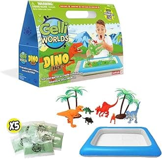 Zimpli Kids Gelli Adventures Dino Pack, 5 Use, 8 x Dinosaur Figures, Inflatable Tray, Imaginative Prehistoric Dinosaur Playset, Educational Science Kit for Boys and Girls, Children's Role Play Toy