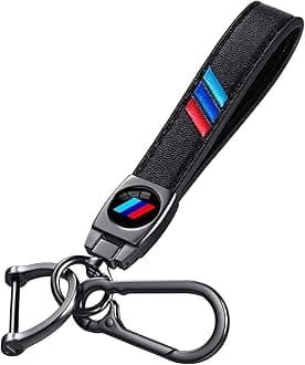 Black Leather Car Keychain Metal Car Keyring Compatible with BMW 1 2 3 4 5 6 7 Series X1 X2 X3 X4 X5 X6 X7 Accessories, Keychain Keyring Family Present for BMW Owners