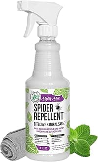 Mighty Mint Peppermint Oil Spider Repellent Spray with Microfiber Cloth – Indoor & Outdoor Bug Control for Spiders and Insects – Plant-Based, Extra-Strong Formula - 16 oz