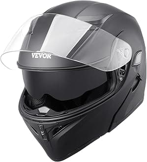 VEVOR Motorcycle Helmet, Adult Motocross Dirt Bike Helmet with Large Clear Visor, Comfortable Motorbike Racing Street with Detachable Liner for Men & Women, DOT Approved