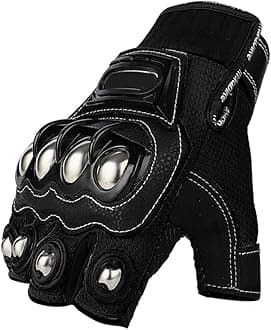 Steel Outdoor Knuckle Motorcycle Motorbike Powersports Safety Gloves (Large, Touch Screen)