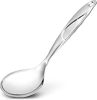 Stainless Steel Serving Spoon - 11.5” Large Cooking & Serving Spoon with Ergonomic Handle - Durable, Rust-Resistant & Dishwasher Safe Kitchen Utensil for Cooking and Buffets