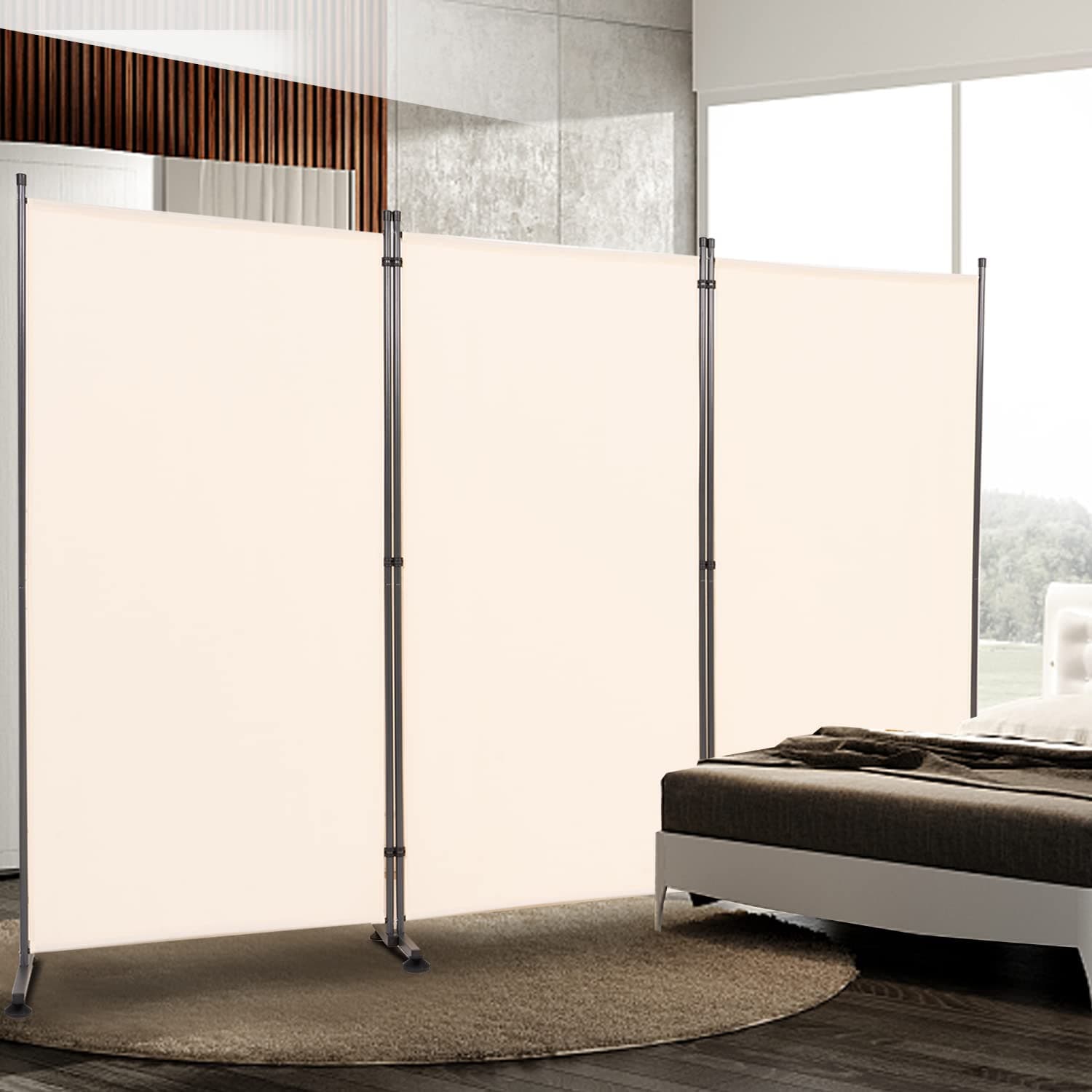 3 Panel Room Divider with Round Pad