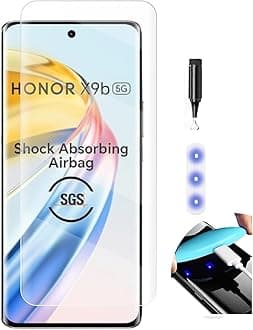 NISHTECH Advanced HD+ Curved UV Tempered Glass Full Screen Protector Designed For Honor X9B 5G || Full Screen Coverage With Easy Installation Kit (Anti-Scratch)