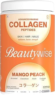Beautywise Advanced Marine Collagen Proteins Powder with Hyaluronic Acid, Glutathione & Biotin | No Smell & Easy to Mix with No Added Sugar 250G(Mango-Peach Pack of 1)