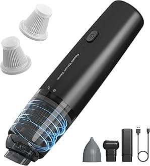 Handheld Vacuum Cordless, Portable Car Vacuum Cleaner with HEPA Filter, 2 Suction Modes, Mini Hand Held Vacuum Rechargeable for Car, Home, Office, Desk, Keyboards, Pet Hair (Black)