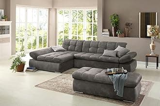 Fabrique Elementra L-Shaped Sofa Bed 5 Seater Linen Fabric Sofa Set - Premium Furniture for Home Office, Guests, and Contemporary, Comfortable Living Rooms (Left Hand Side) - Grey