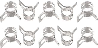 sourcing map 10pcs 6mm Spring Band Type Action Fuel/Silicone Vacuum Hose Pipe Clamp Low Pressure Air Clip Clamp, Nickel Plated