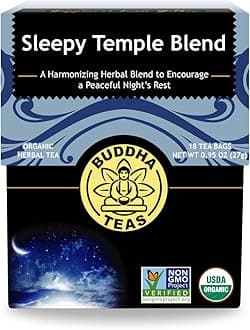 Organic Sleepy Temple Blend - Kosher, Caffeine-Free, GMO-Free - 18 Bleach-Free Bags