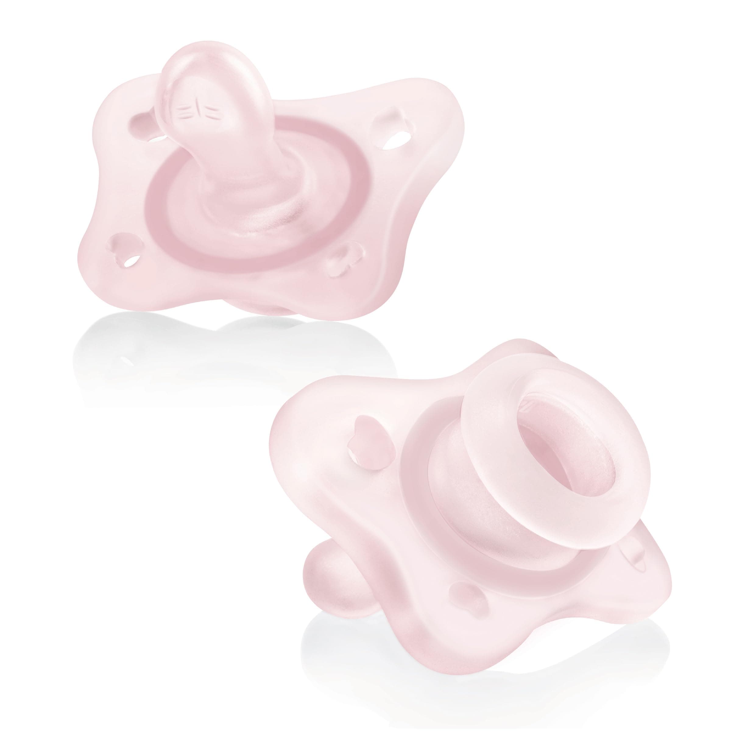 Chicco PhysioForma® 100% Soft Silicone Mini One Piece Pacifier for Babies 0-2 Months | BPA & Latex Free | Reusable Sterilizing Case | Pink, 2pk