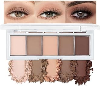 Mini 5-Color Matte Nude Neutral Brown Eyeshadow Palette – Soft Ivory, Peach Nude & Mocha Browns, High Pigment Blendable Long-Lasting All Matte Eye Shadow Kit for Daily Natural Makeup & Mature Eyes