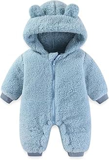 Newborn Baby Bear Outfit Suit Girls Boys Fleece Jumpsuit Romper Hooded Winter Snowsuit Clothes