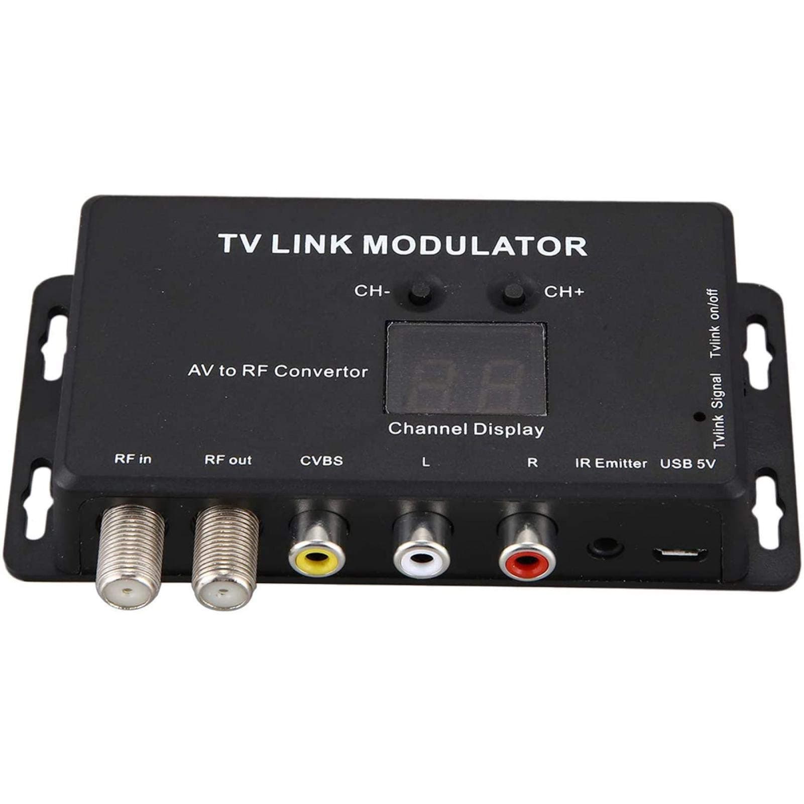 POOWO UHF Modulator, IR Modulator, TM70 UHF TV Link Modulator AV to RF Converter IR Extender with Channel Display, Supporting PAL/NTSC with USB Charge Cable