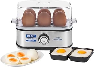 - KENT Super Egg Boiler | 3 Boiling Modes | Stainless Steel Body and Heating Plate | 6 Eggs at a Time | Automatic Turn-Off | Silver
