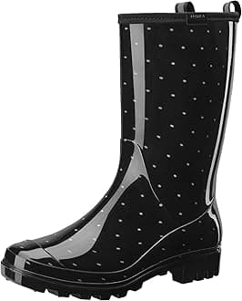 HISEAWomen's Rain Boots Waterproof Rubber Rain Shoes for Ladies Mid Calf Garden Boots with Comfort Insole