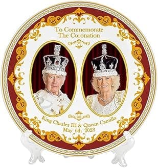 Lesser & Pavey Charles III & Queen Camilla Coronation Plate with Stand | His Majesty King Commemorative Plate Gift | Lovely Plate for Home & Kitchen | Limited Edition Royal Gift - Royal Heritage
