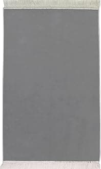 Modefa Turkish Islamic Velvet Janamaz Prayer Rug - Prayer Mat Carpet for Men and Women - Traditional Muslim Sajadah - Ramadan or Eid Gift - Solid Simple (Gray)