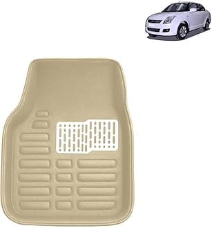 Kingsway Accessories Premium 4D Car Floor Mats Only Compatible with Maruti Suzuki Swift Dzire Year 2008 to 2012 All Model, Set of 3 Pcs, 100% Waterproof Tray Shape PVC 4D Car Foot Mats, Beige