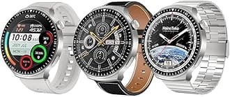 HainoTekoGermany RW 55 Smart Watch With Super Max Curved AMOLED Display 3 Pair Straps and Charging Cable For Mens (Silver)