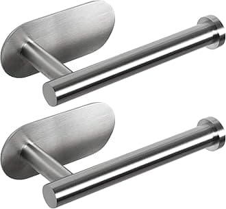 HouseAid Self Adhesive Toilet Paper Holder for Bathroom, No Drilling Stainless Steel Toilet Roll Holder, Brushed Nickel (2 Pack)