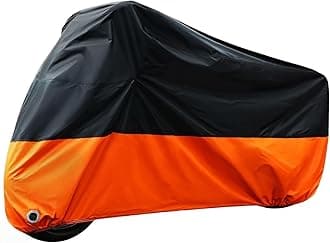 Wrypun Motorcycle Cover Waterproof Outdoor Made of Heavy Duty Material, Fits up to 96" Harley Davison and All Motors with Lock-Holes & Storage Bag Professional Windproof Strap