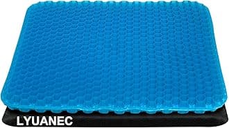 Gel Seat Cushion for Long Sitting 19.5 Inch Jumbo, Double Thicken Layer, Relief Tailbone Pressure, Breathable Honeycomb Design, Gel Cushions for Pressure Relief with Washable Non-Slip Cover
