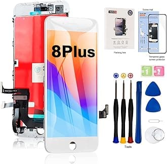 EFAITHFIX for iPhone 8 Plus LCD Screen Replacement White 5.5 Inch Frame Assembly LCD Display 3D Touch Screen Digitizer with Repair Tools Kit Tempered Glass Screen Protector for A1864, A1897, A1898