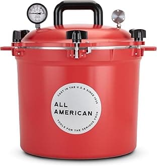 All American 1930 21.5qt Pressure Cooker/Canner (The 921), Tomato Red - Exclusive Metal-to-Metal Sealing System - Suitable for Gas, Electric, or Flat Top Stoves - Made in the USA