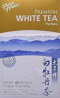 Premium White Tea, 100 Tea Bags – White Tea Bags – Prince of Peace – White Peony Tea – Camellia Sinensis Tea Bags – Prince of Peace Tea – Premium Grade Tea