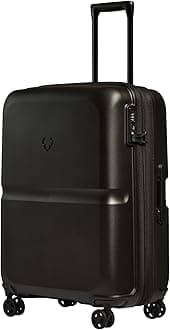 ANTLERSingle Stripe Hard Shell Medium Suitcase - Durable, Lightweight & Expandable, 4 Spinner Wheels - Adjustable Handle, TSA Lock, 68cm - Black
