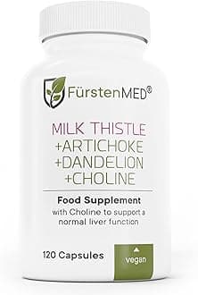 FürstenMED Milk Thistle with Artichoke Extract, Dandelion Root & Choline - Normal Liver Health Supplement - Highly Dosed with 80% Silymarin - Vegan Liver Support - 120 Non-GMO Capsule
