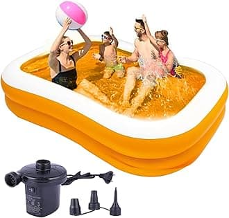 P for Pogu 7.5 Feet Rectangular Inflatable Swimming Pool Bathtub Soft Material Adult Spa Bath Tubs with Electric Pump for Outdoor Garden (Multicolor)