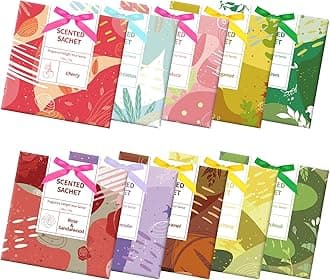 Scented Sachets, Wardrobe Fresheners Hanging Sachet Bags, 10 Different Fragrance for Cars, Room Wardrobe Bathrooms, 10 Packs Large Size Sachets
