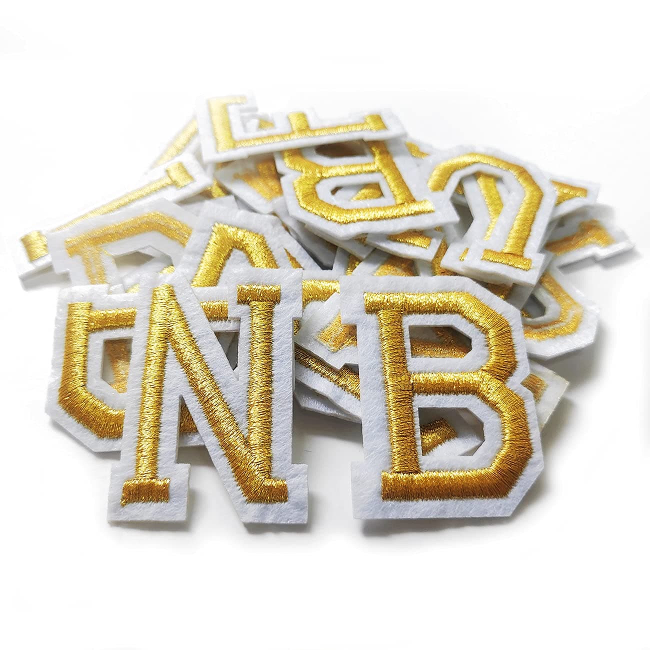 Iron on Letter Patches 52 Pieces,bfuee Gold Letter Patches Alphabet Embroidered Patch A-Z,for Hats Shirts Jeans Bags Gold