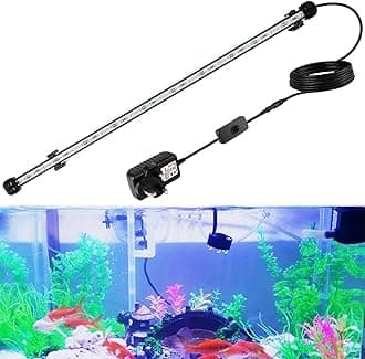 GreenSun LED Aquarium Light,Submersible Waterproof Fish Tank Light Underwater Crystal Glass Lights Suitable for Saltwater and Freshwater(Blue and White)-19 inch(48 cm)